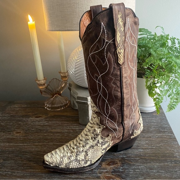 Dan Post Python Wicked Genuine Snakeskin Leather Western Cowgirl Cowboy Boots 7M - Picture 9 of 16